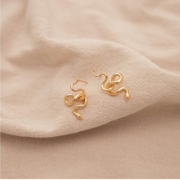 GOLD 14k Gold Plated Tangled Snake Earrings - Picture 1 of 6